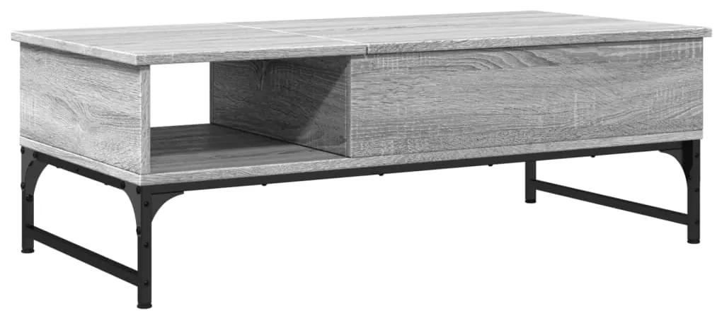 Tavolino Salotto Grigio Sonoma 100x50x35cm Multistrato Metallo