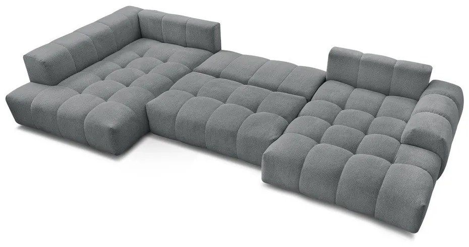 Divano angolare grigio scuro allungabile e con contenitore (penisola a sinistra/a U) con rivestimento in ciniglia Everest – Bobochic Paris