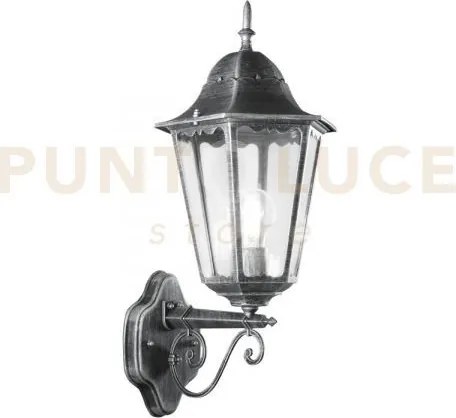 Applique up firenze nera e silver 1 luce attacco e27 ip44 20,5x28,5...