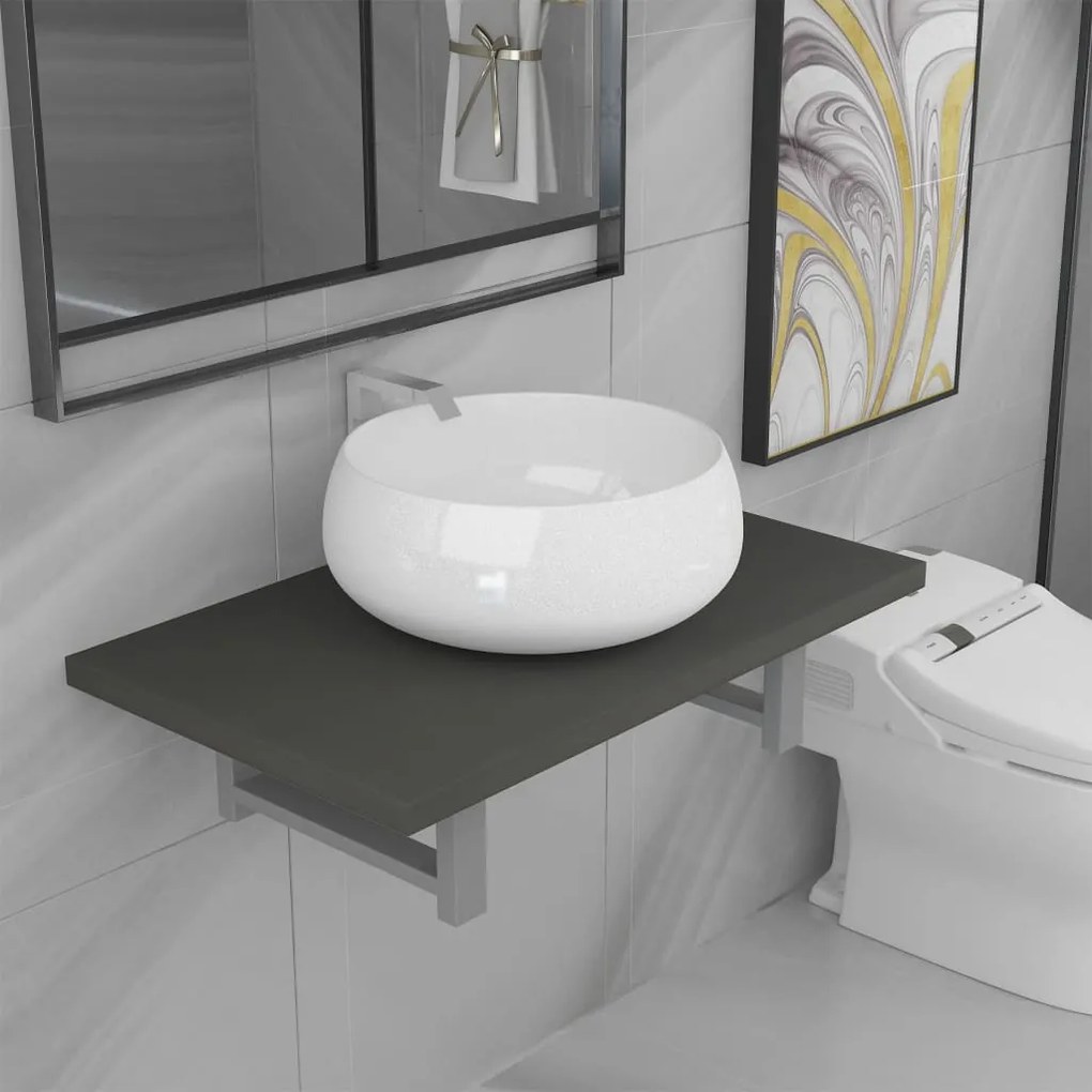 Set Mobili Da Bagno 2 Pz Ceramica Grigio /