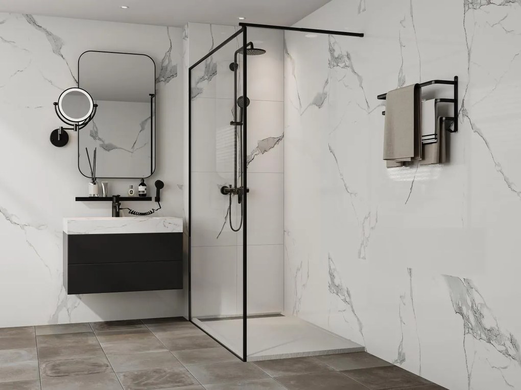 Piatto per doccia da posare o da a incasso 140 x 80 cm in Resina Bianco - LYROSA