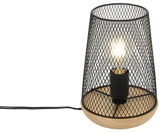 Lampada da tavolo di design nera con legno - Bosk