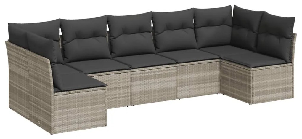 Set divani da giardino 7pz con cuscini grigio chiaro polyrattan