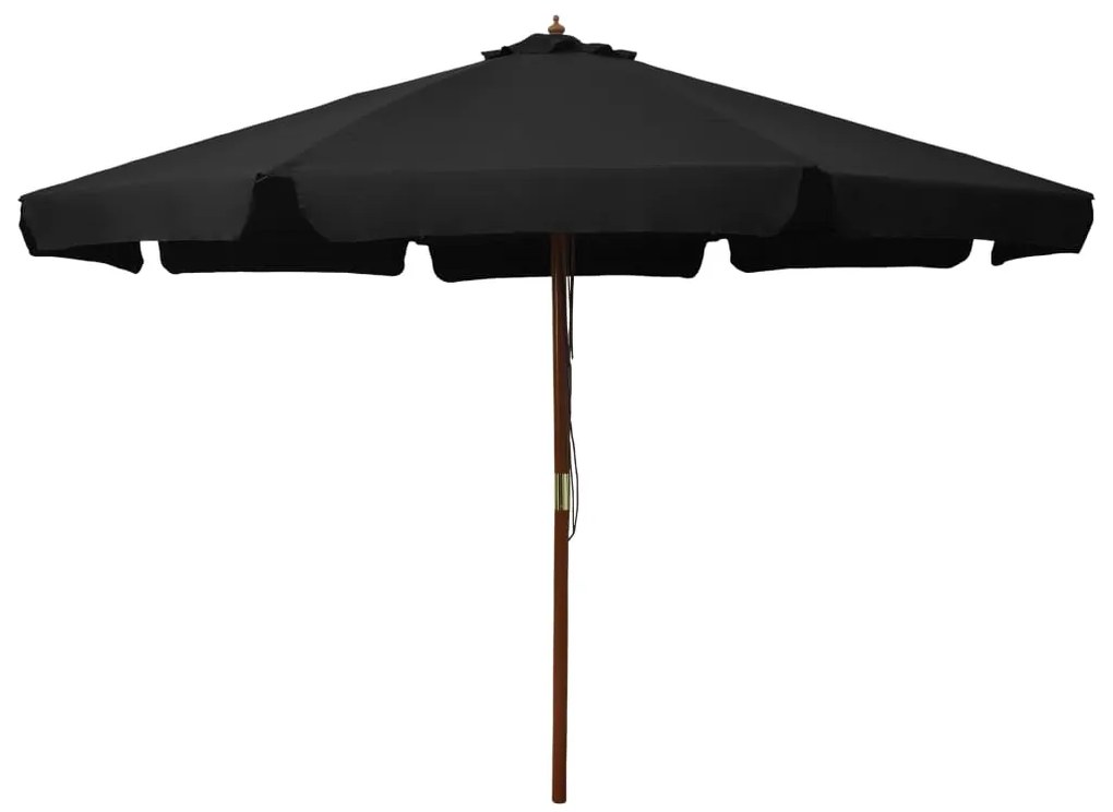 Ombrellone Da Esterni Con Palo İn Legno 330 Cm Nero /