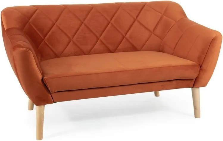Divano Karo 2 Velvet in velluto color cannella con gambe in legno naturale – 140x75x76 cm