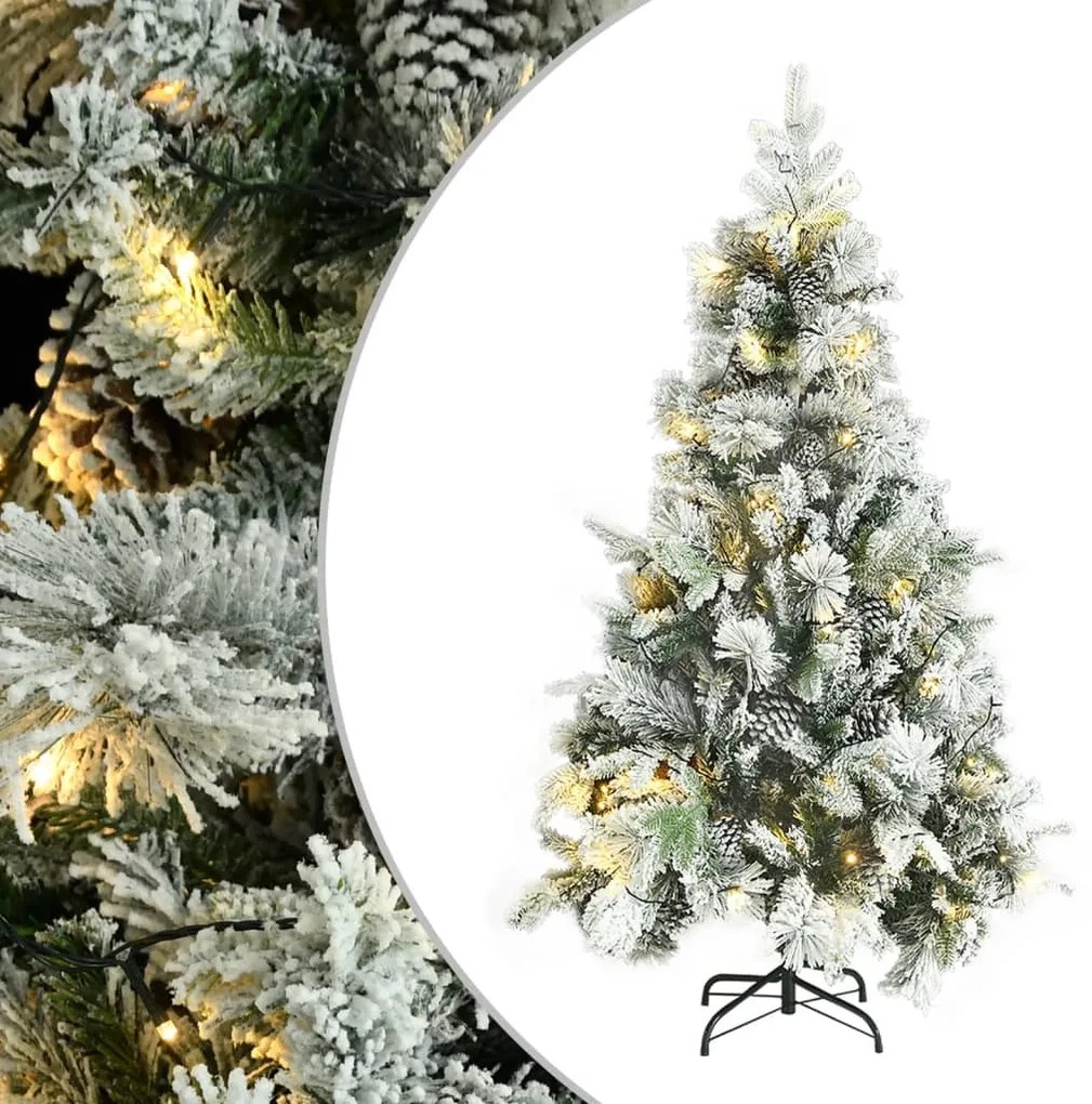 Albero di Natale Innevato Preilluminato Pigne in PVC e PE, Albero di Natale Innevato Preilluminato Pigne 195cm in PVC e PE II