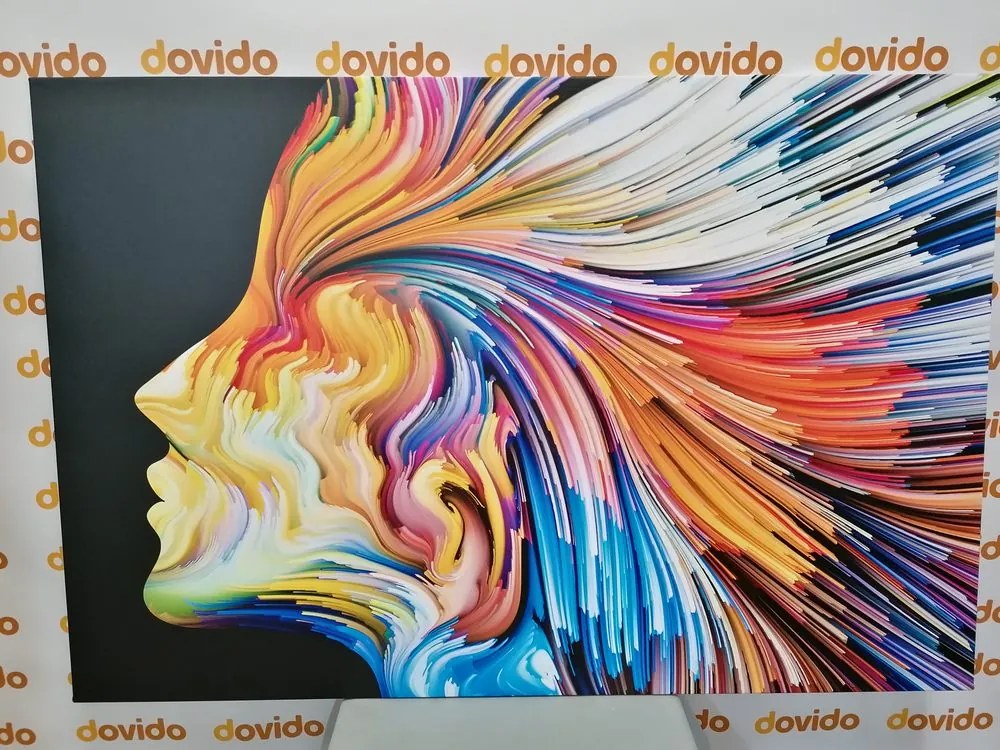 Quadro su tela – Profilo colorato di volto femminile