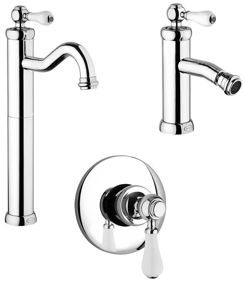 Kit miscelatori Jacuzzi Rubinetteria lavabo alto bidet e incasso doccia modello Tosca