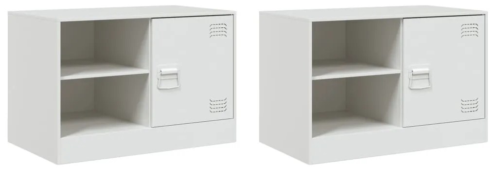 Mobili tv 2 pz bianchi 67x39x44 cm in acciaio