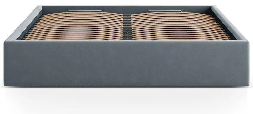 Letto matrimoniale imbottito azzurro con contenitore/senza testiera con rete inclusa 160x200 cm Susan – Micadoni