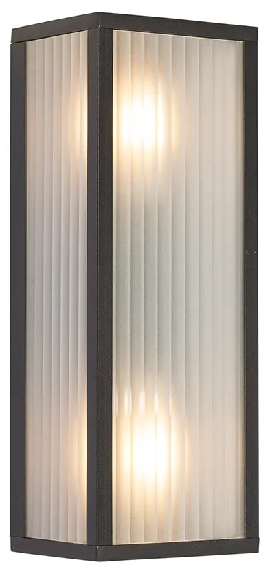Lampada da parete per esterni nera con vetro a coste 2 luci IP44 - Charlois