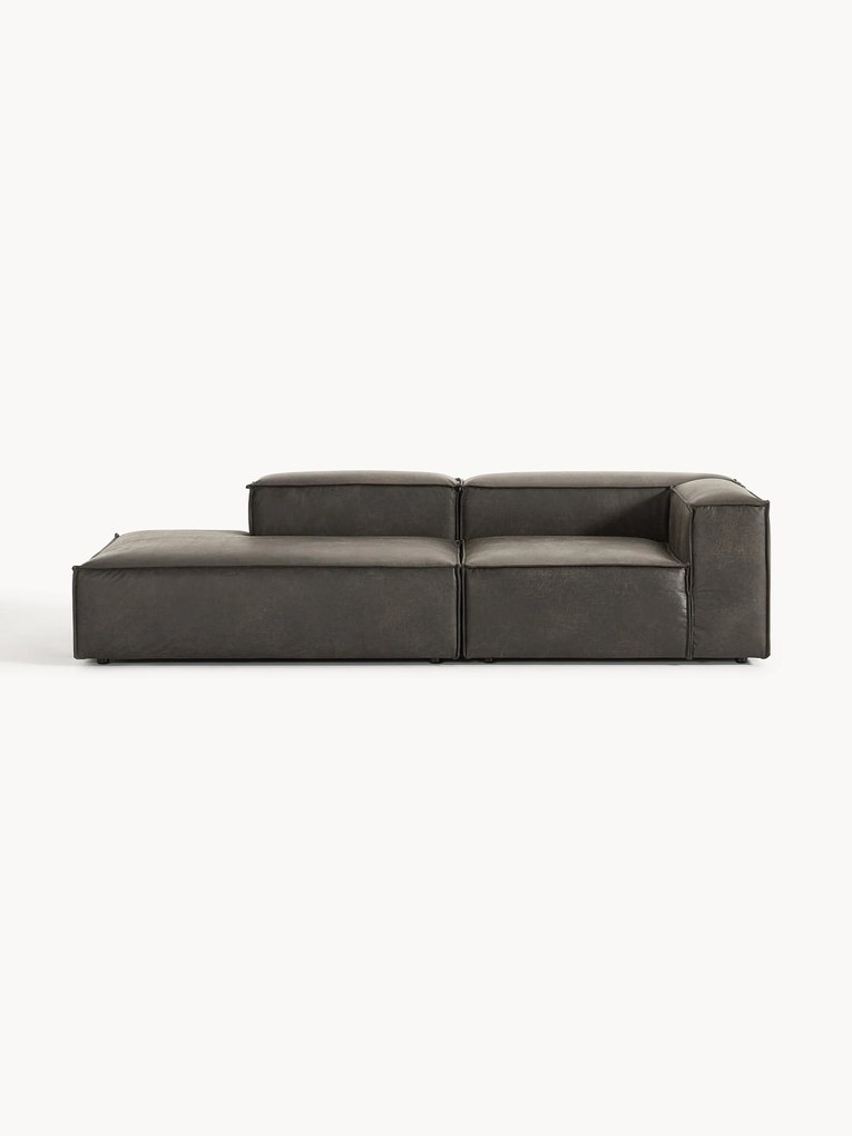 Chaise longue componibile in pelle Lennon