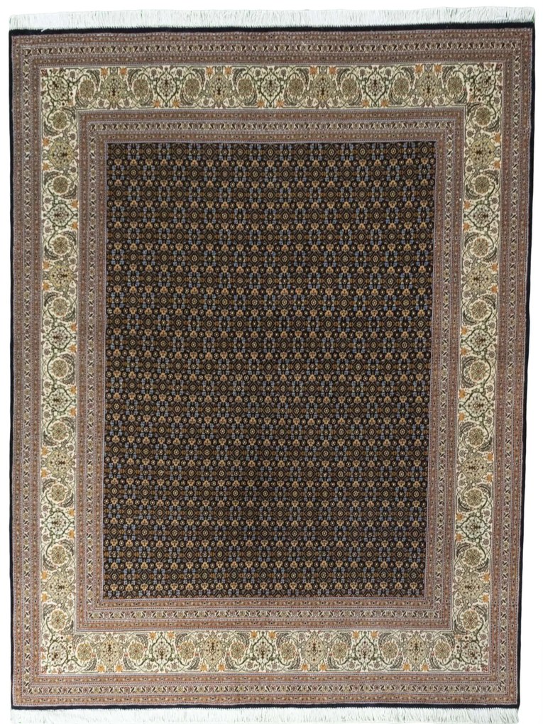 Tabriz Tappeto persiano 150 x 200 Nero (Iran) Annodato A Mano