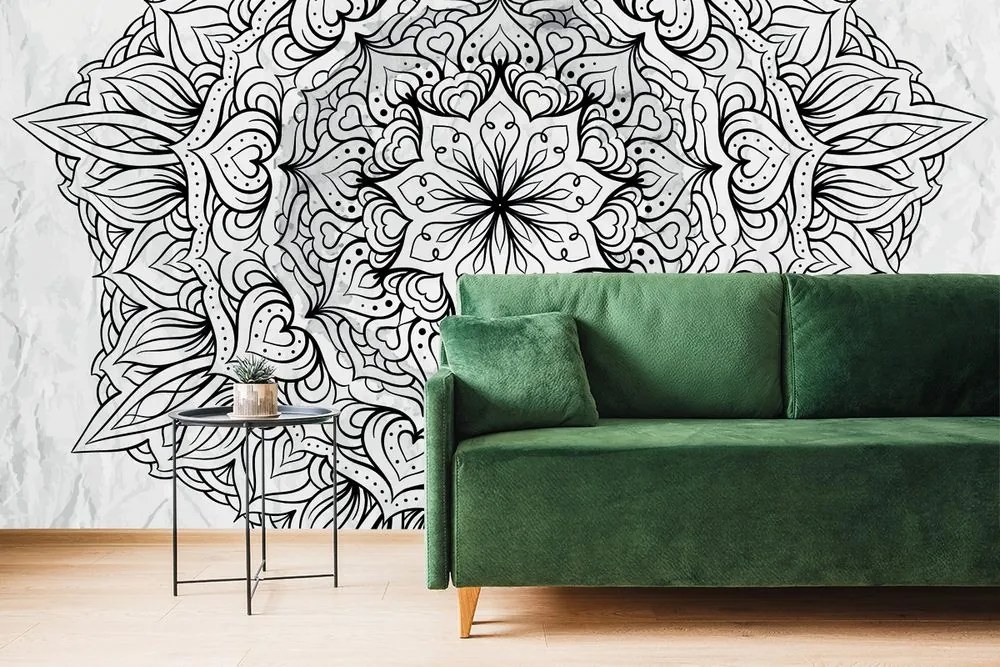 Carta da parati – Mandala etnica astratta in bianco e nero