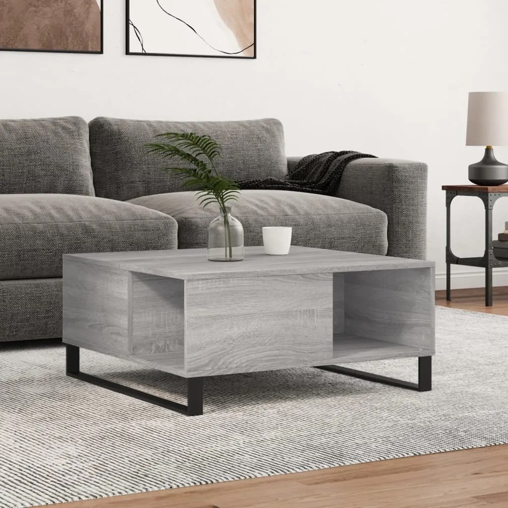 Tavolino Salotto Grigio Sonoma 80x80x36,5 Cm Legno Multistrato /