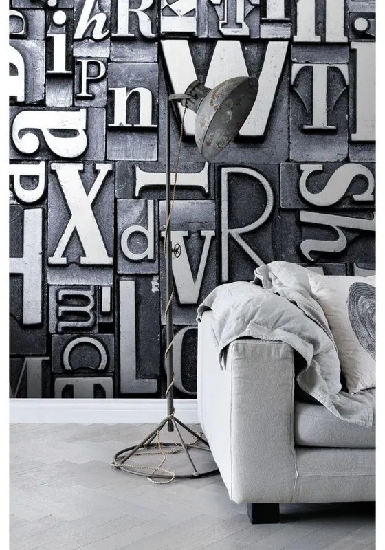 Fotomurale Lettere, nero grigio 186 x 280 cm