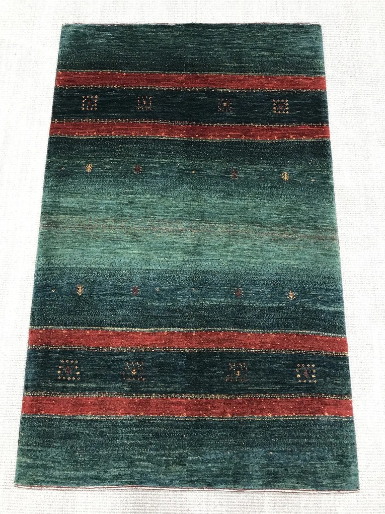 Loribaft Tappeto 90x150 Verde (Iran) Annodato A Mano