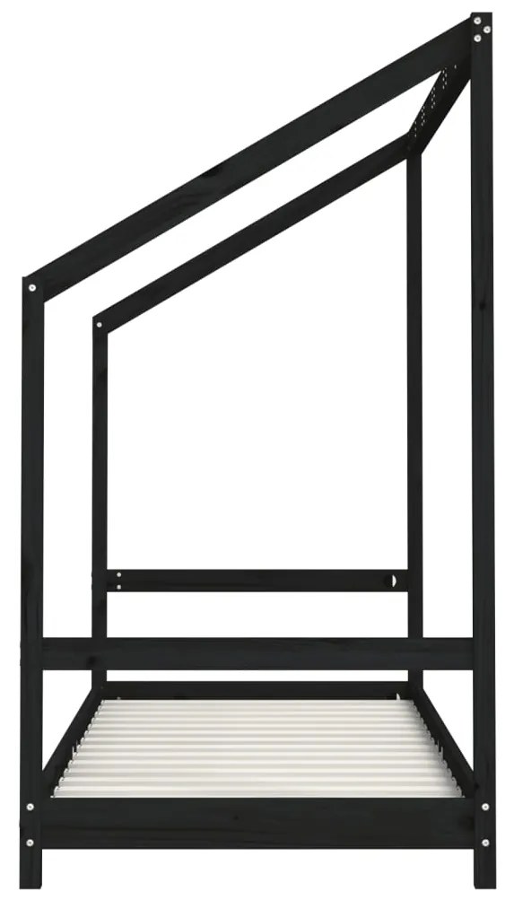 Giroletto per bambini nero 2x(80x200) cm legno massello di pino