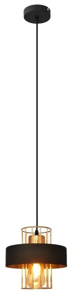 Lampadario a sospensione con filo VOLTA 1xE27/15W/230V nero/oro