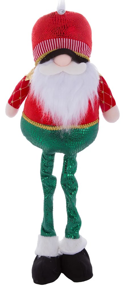 Gnomo Natale altezza 85 cm rosso verde