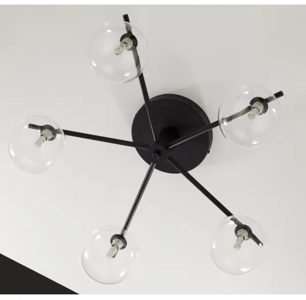 Jupiter 2046 - Lampadario a plafone PRATO 5xG9/10W/230V nero/limpido