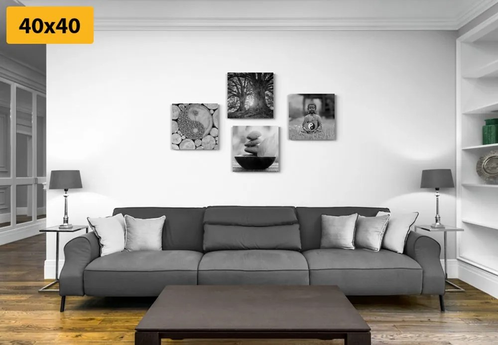 Set di quadri – In stile Feng Shui in bianco e nero