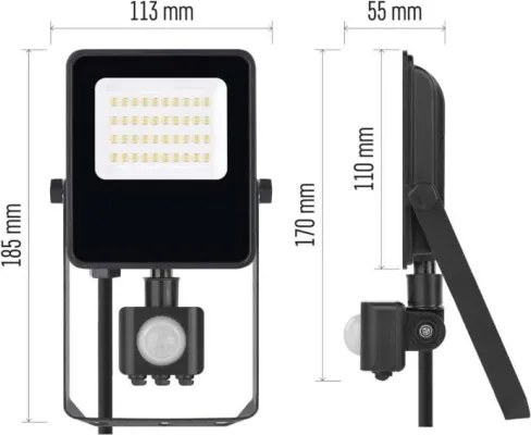 Faretto LED VISIO 20W 230V 4000K IP65 con sensore