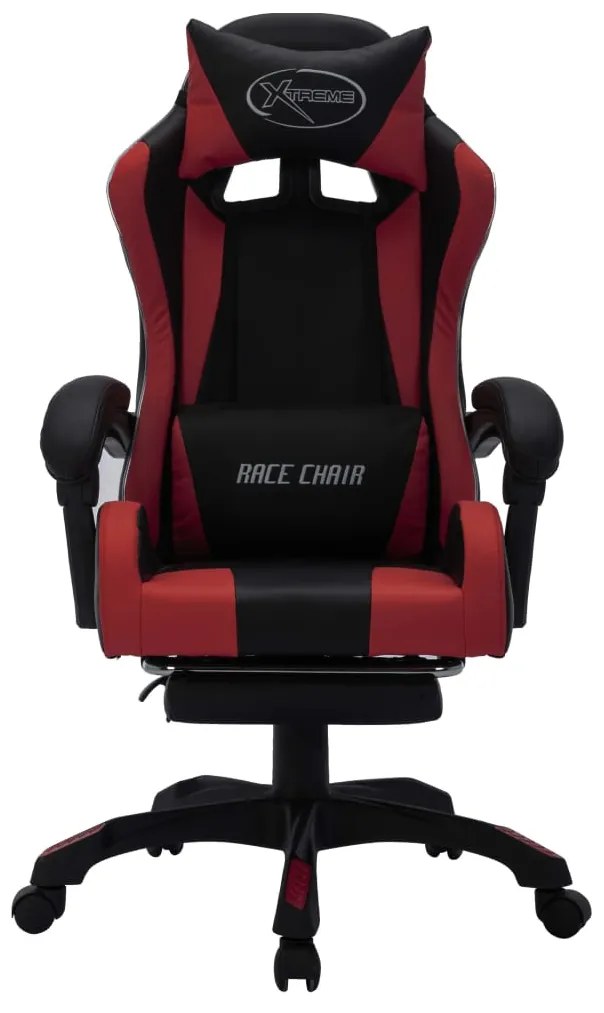 Sedia da gaming con luci a led rgb rosso vino e nera similpelle