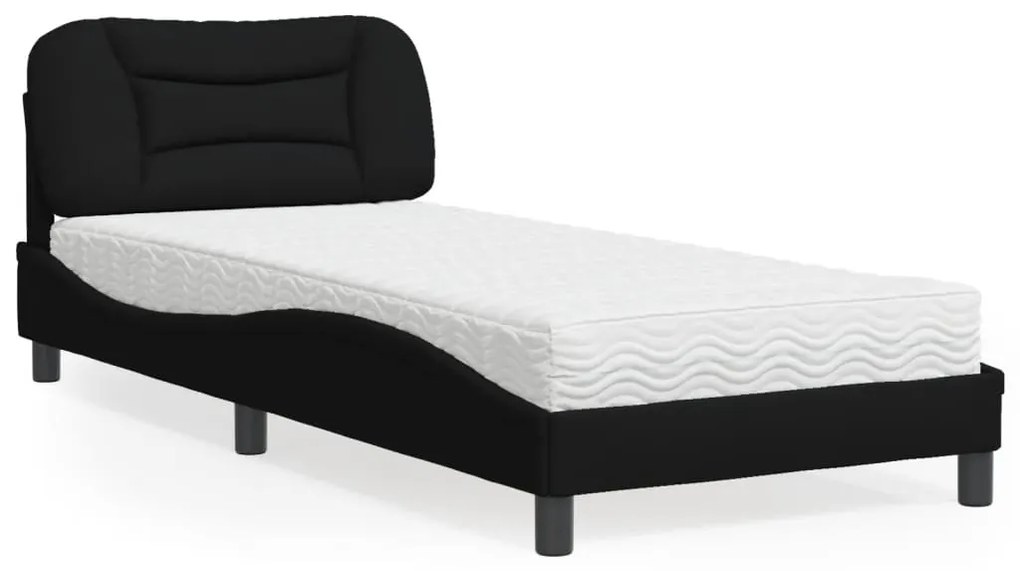 Letto con materasso nero 90x190 cm in tessuto