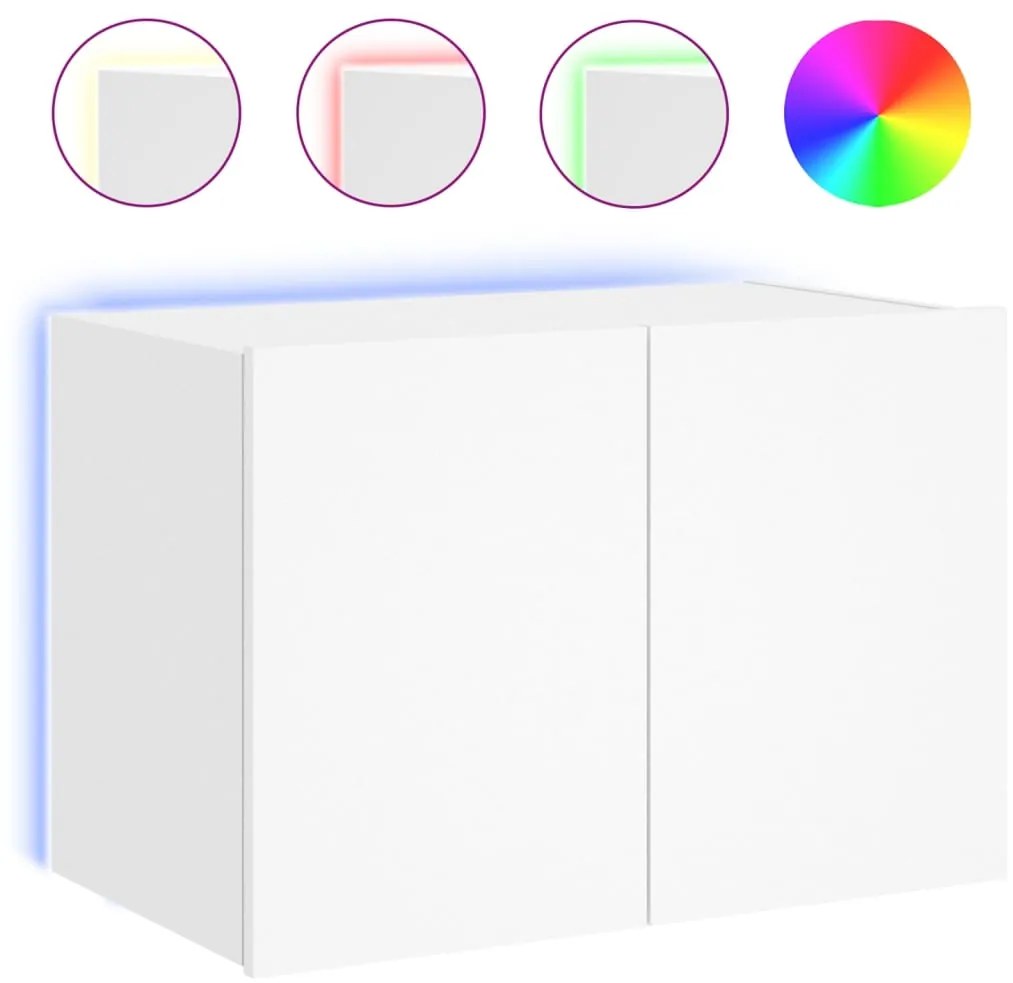 Mobile tv a parete con luci led bianco 60x35x41 cm