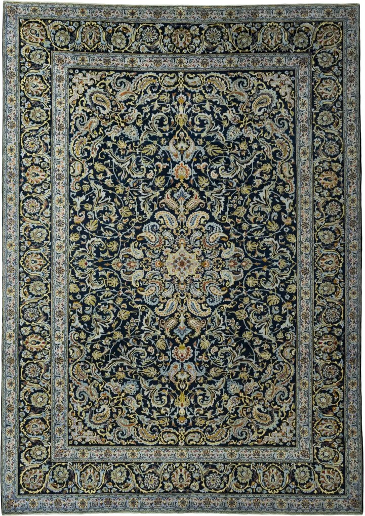 Kashan Tappeto persiano 390 x 280 Blu (Iran) Annodato A Mano