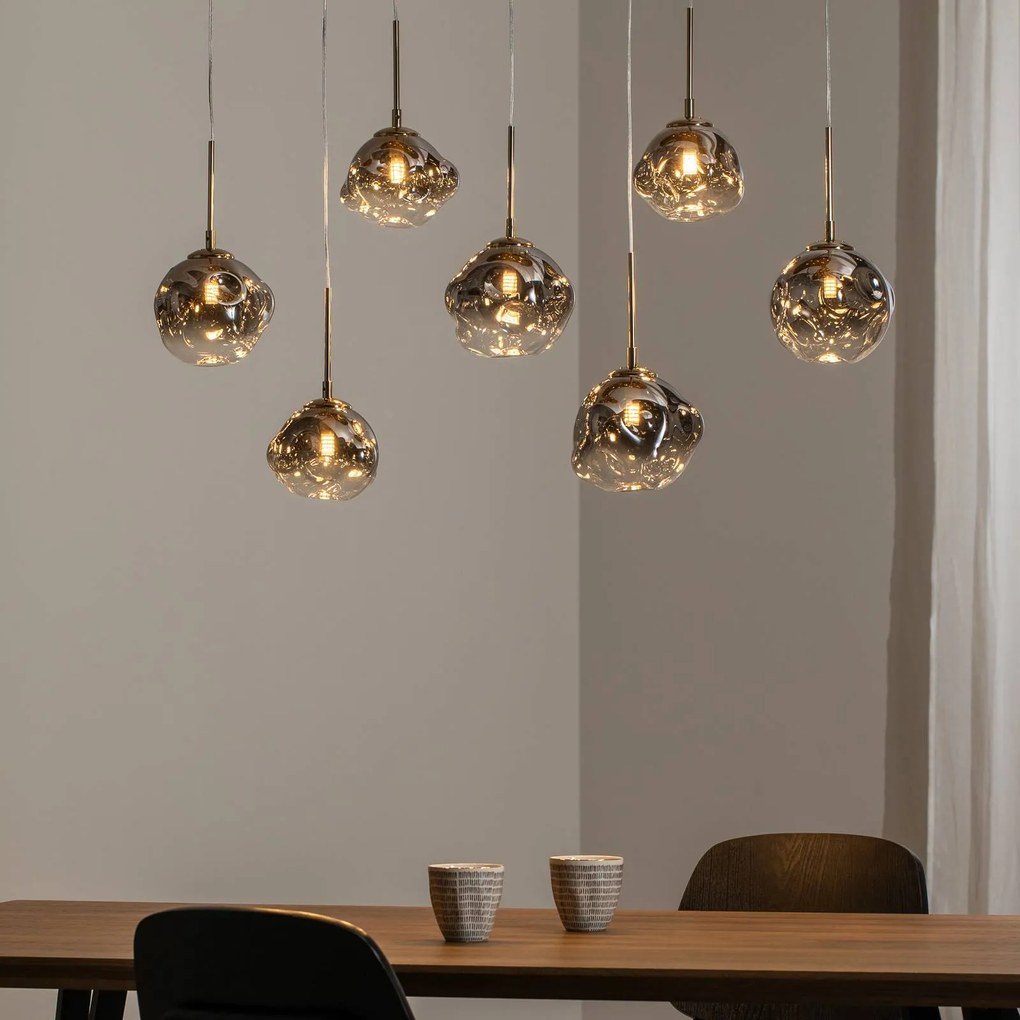 Lampada a sospensione in vetro Herman Lucea, dimmerabile, Ottone / Oro, Soggiorno / Sala da pranzo, Metallo, Moderno, Lampada a sospensione