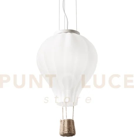 Dream big lampadario mongolfiera in vetro soffiato bianco e corda 1...