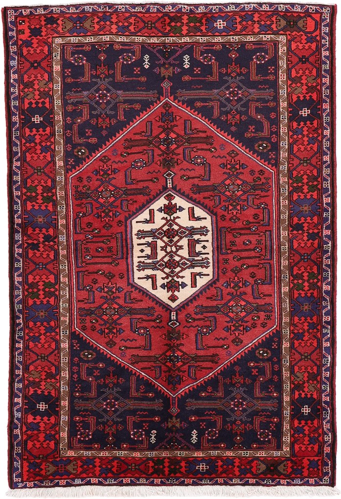 Hamedan Tappeto 130 x 190 (Iran) Annodato A Mano