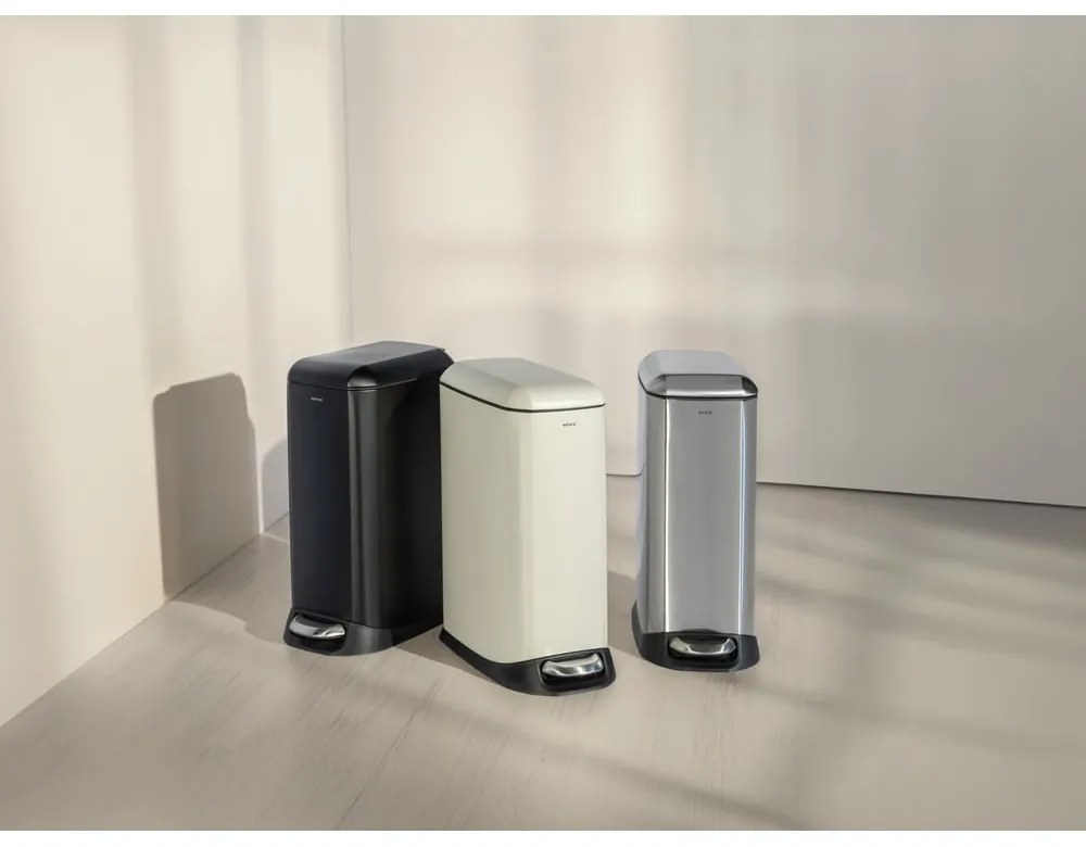 Cestino per la spazzatura nero opaco in acciaio con pedale 12 l Design – Wenko