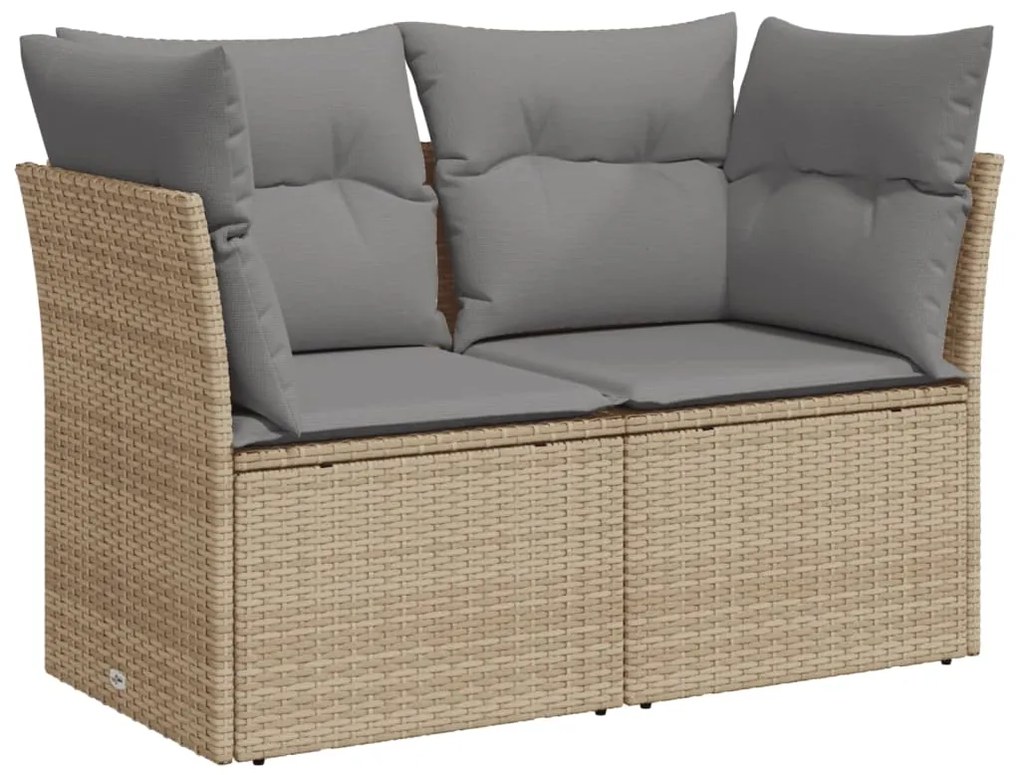 Divano da giardino con cuscini a 2 posti beige in polyrattan