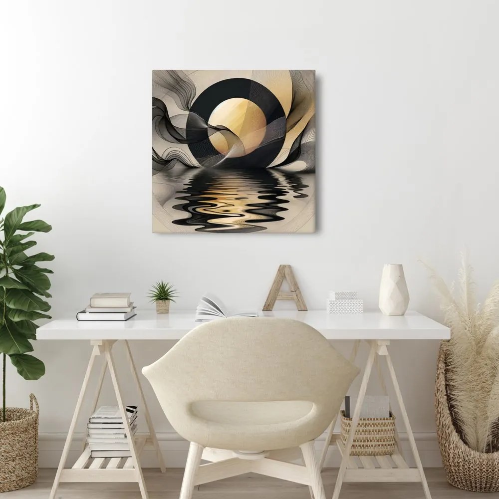 Quadro su tela – Luna dorata sopra la superficie