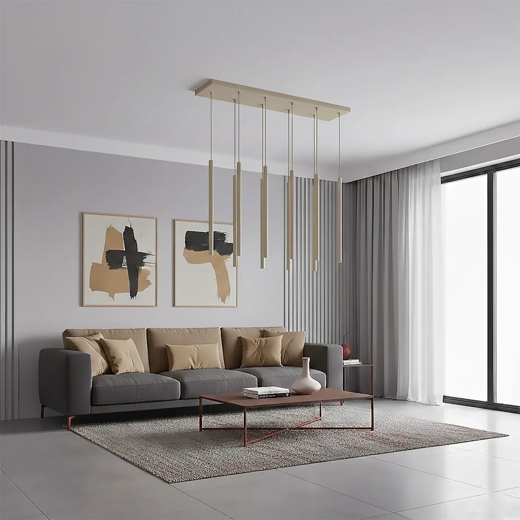 Lampadario a Sospensione in Acciaio SELTER 9 Mokka 9xG9