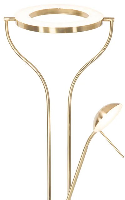 Lampada da terra moderna oro con braccio da lettura incl. LED e dimmer - Divo