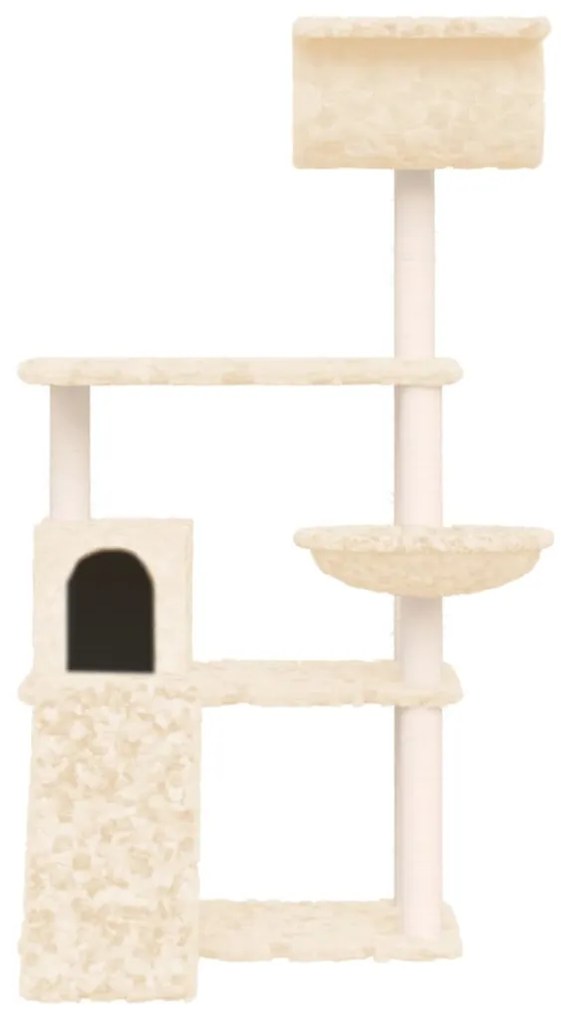 Albero per gatti con tiragraffi in sisal crema 131 cm