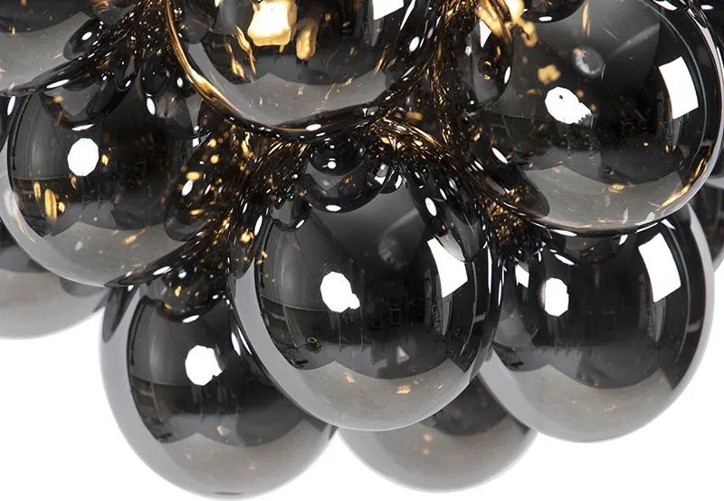 Lampada a sospensione smart nera con vetro fumé 8 luci rotonda incl. 8 Wifi G9 - Uvas