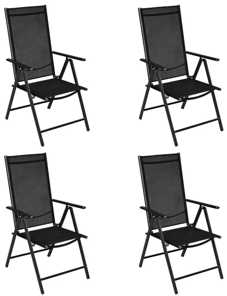 Set mobili da pranzo per giardino 5 pz in alluminio nero