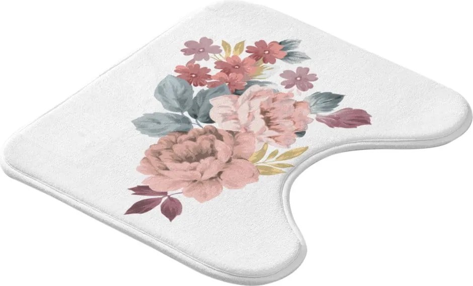 Tappetino per il bagno bianco e rosa per WC 45x45 cm Jayana – douceur d'intérieur