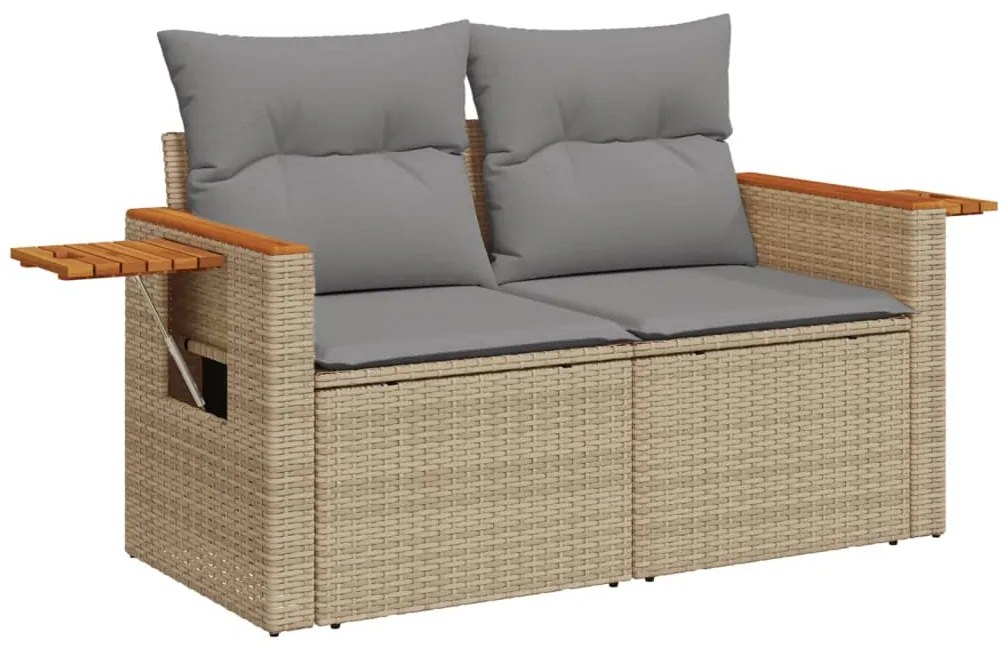 Set divano da giardino 4 pz con cuscini beige in polyrattan