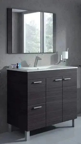 Mobile bagno 80x45x80h con specchio, grigio