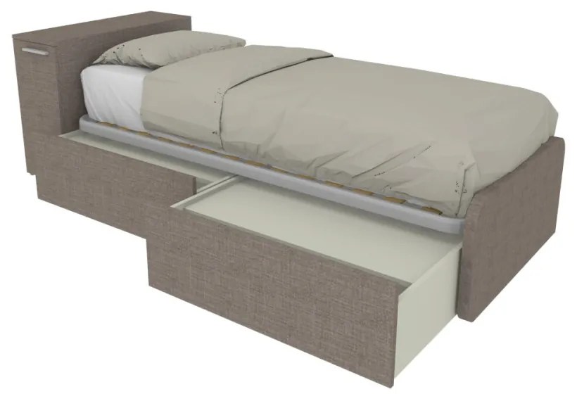 964CK - Letto cameretta 80x190  singolo con elemento contenitore in testata e cassetti estraibili