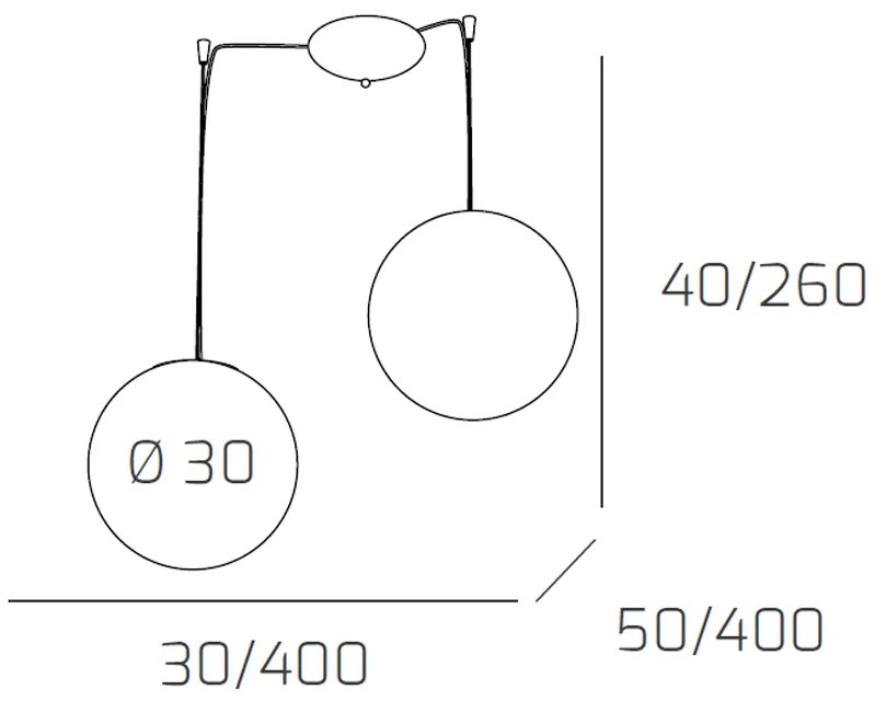 Sospensione Contemporanea Moon Metallo Cromo Vetro Bianco 2 Luci E27 D.30Cm