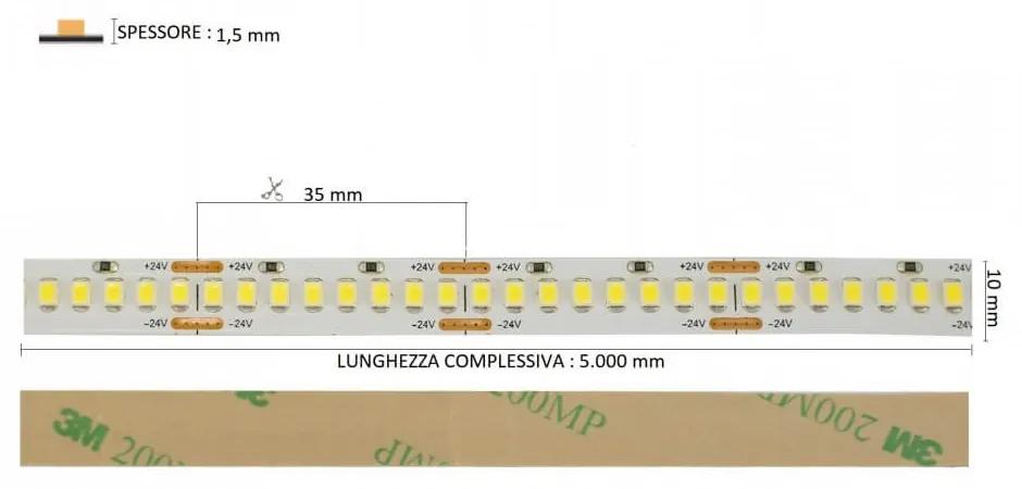 Striscia LED Professional 2835/224 - IP20 - 25W/m - 2.900lm/m- 5m - 24V Colore  Bianco Caldo 2.700K