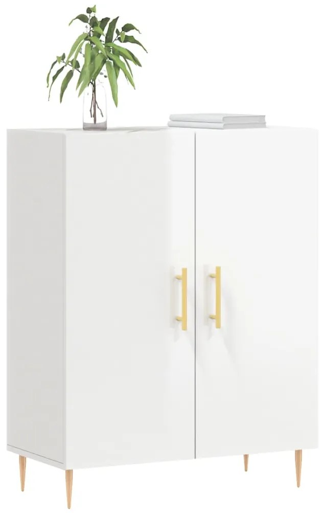 Credenza 69,5x34x90 cm in legno multistrato bianco lucido