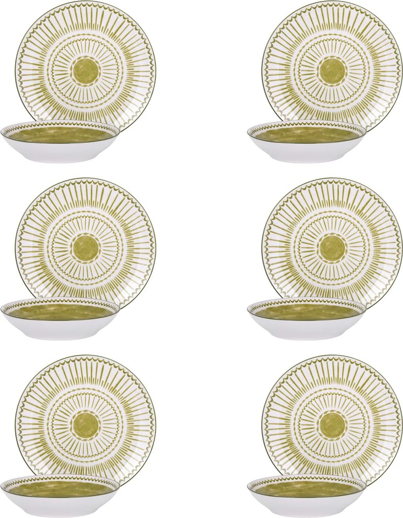 Servizio 12 piatti porcellana Oretha verde